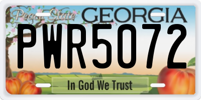 GA license plate PWR5072