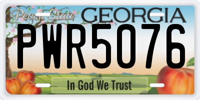 GA license plate PWR5076
