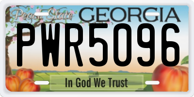 GA license plate PWR5096