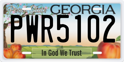GA license plate PWR5102