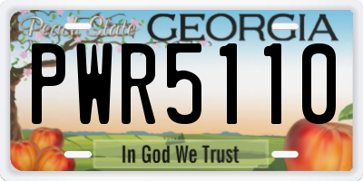 GA license plate PWR5110