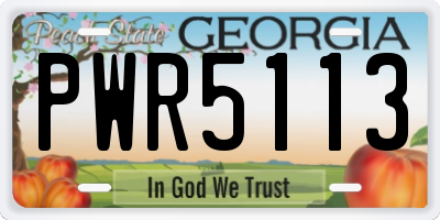GA license plate PWR5113