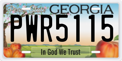 GA license plate PWR5115