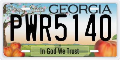 GA license plate PWR5140