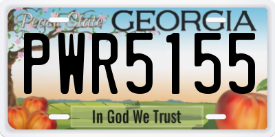 GA license plate PWR5155