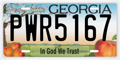 GA license plate PWR5167