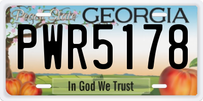 GA license plate PWR5178