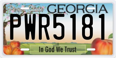 GA license plate PWR5181