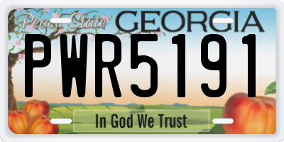 GA license plate PWR5191