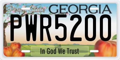 GA license plate PWR5200