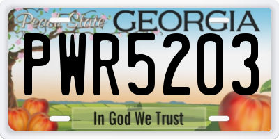 GA license plate PWR5203