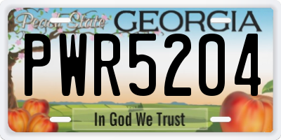 GA license plate PWR5204