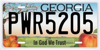 GA license plate PWR5205