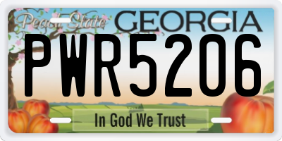 GA license plate PWR5206