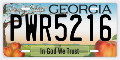 GA license plate PWR5216