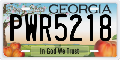 GA license plate PWR5218