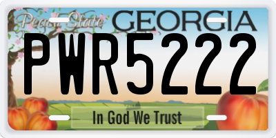 GA license plate PWR5222