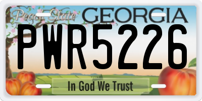 GA license plate PWR5226