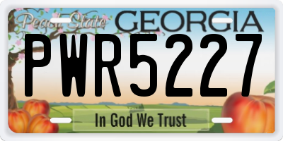 GA license plate PWR5227