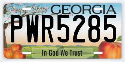 GA license plate PWR5285