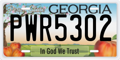 GA license plate PWR5302