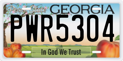 GA license plate PWR5304