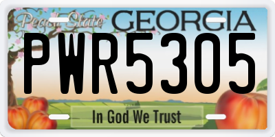 GA license plate PWR5305
