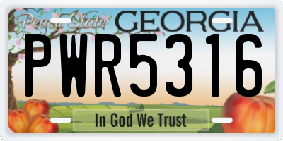 GA license plate PWR5316