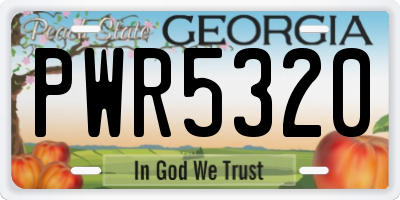 GA license plate PWR5320