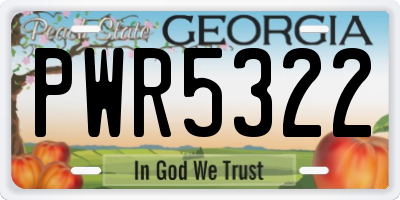 GA license plate PWR5322