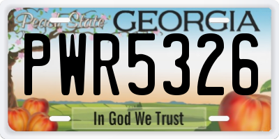 GA license plate PWR5326