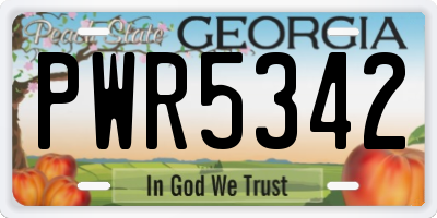 GA license plate PWR5342