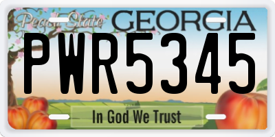 GA license plate PWR5345