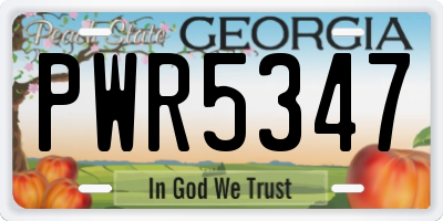 GA license plate PWR5347