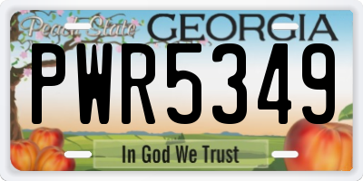 GA license plate PWR5349