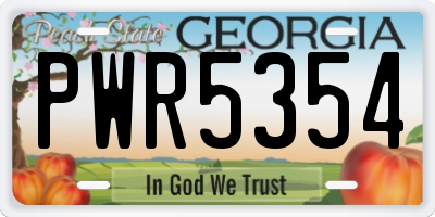 GA license plate PWR5354
