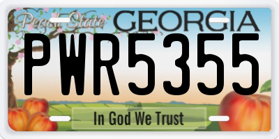 GA license plate PWR5355