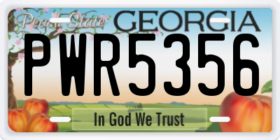 GA license plate PWR5356