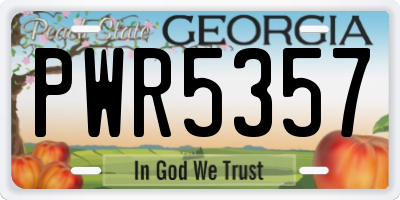 GA license plate PWR5357