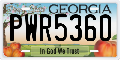 GA license plate PWR5360