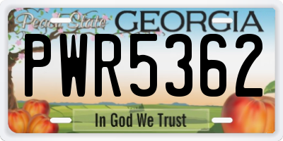 GA license plate PWR5362