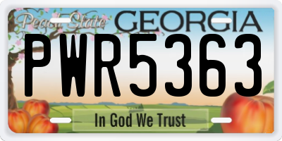 GA license plate PWR5363