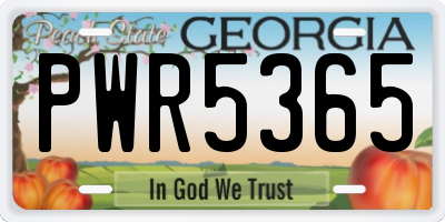 GA license plate PWR5365