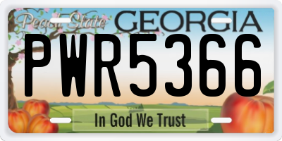 GA license plate PWR5366