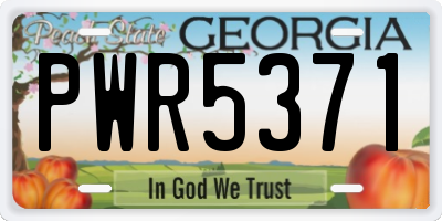 GA license plate PWR5371