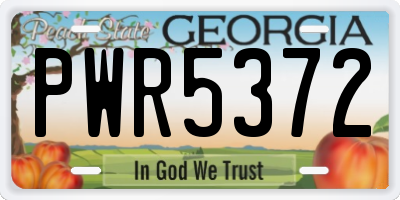 GA license plate PWR5372