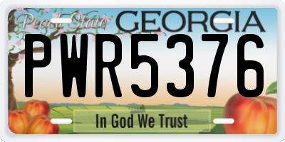GA license plate PWR5376
