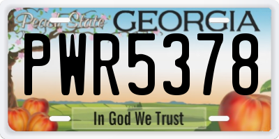 GA license plate PWR5378