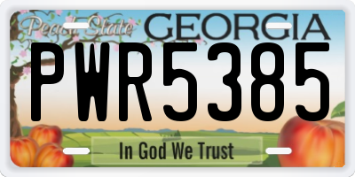 GA license plate PWR5385