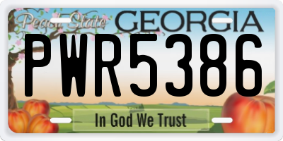 GA license plate PWR5386